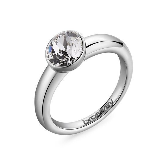 Brosway Affinity 316L Stainless Steel Ring With Clear Swarovski Crystal Size 9 - Picture 1 of 3